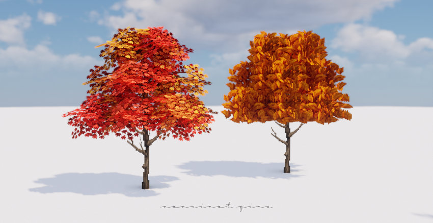 The process of creating adjacent deformable leaf blocks that form a realistic tree shape.